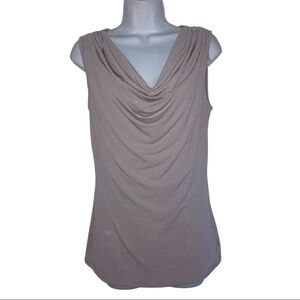 Carmen Marc Valvo Stretch Drape Front Sleeveless Gray Top S